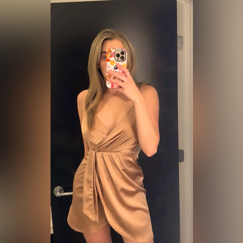 Pink Satin Mini Dress